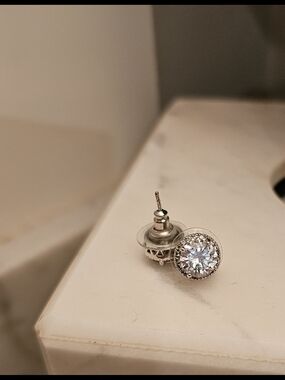 Classic Silver Clear Crystal Stud Earrings - Women Jewelry